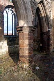 Column at the east end of the north arcade January 2012